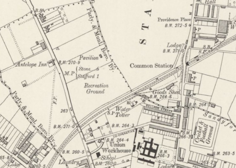 Stoke on Trent - Stafford Bicycle Grounds : Map credit National Library of Scotland